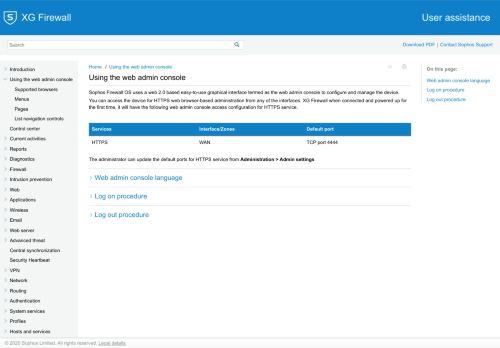 
                            8. Using the web admin console - Sophos