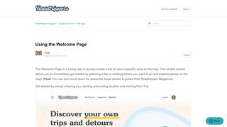 
                            7. Using the Welcome Page – Roadtrippers Support