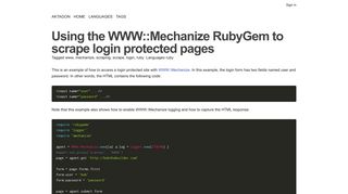 
                            4. Using the WWW::Mechanize RubyGem to scrape login protected pages