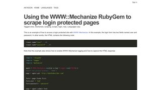 
                            11. Using the WWW::Mechanize RubyGem to scrape login protected ...