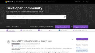 
                            9. Using VS2017 with different User doesn't work - Developer Community