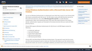 
                            9. Using Windows Authentication with a Microsoft SQL Server DB Instance
