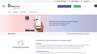 
                            3. Using Your card - RBL Bank