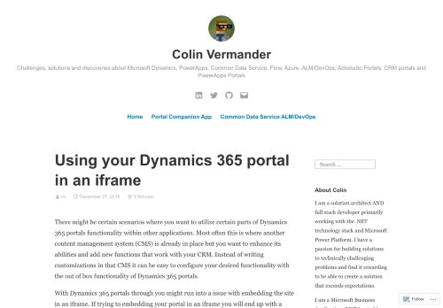 
                            13. Using your Dynamics 365 portal in an iframe – Colin Vermander