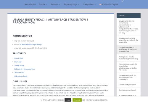 
                            11. Usługa identyfikacji i autoryzacji studentów i pracowników - MiNI PW