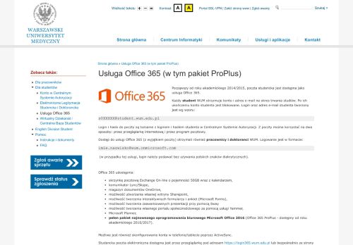 
                            11. Usługa Office 365 (w tym pakiet ProPlus) | Centrum Informatyki ...