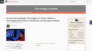 
                            8. Uso da Intermediação Tecnológica no Ensino Médio | Changemakers