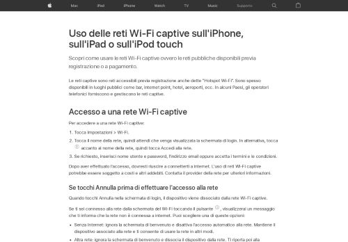 
                            10. Uso delle reti Wi-Fi captive sull'iPhone, sull'iPad o sull'iPod touch ...