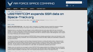 
                            7. USSTRATCOM expands SSA data on Space-Track.org > Air Force ...