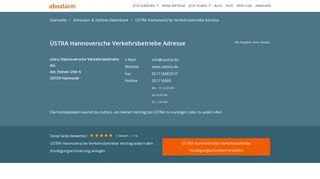 
                            12. ÜSTRA Hotline, Anschrift, Faxnummer und E-Mail - Aboalarm