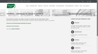 
                            10. Usuário – Consulta de saldo e extrato | Personal Card