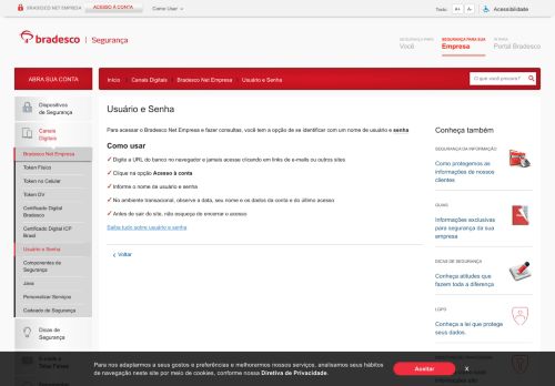 
                            3. Usuário e Senha - Bradesco Segurança