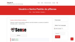 
                            3. Usuário e Senha Padrão do pfSense - Blog do TI - Blogdoti.com