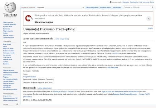 
                            10. Usuário(a) Discussão:Free2~ptwiki – Wikipédia, a enciclopédia livre