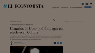 
                            10. Usuarios de Uber podrán pagar en efectivo en Colima | El Economista