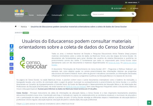 
                            8. Usuários do Educacenso podem consultar materiais orientadores ...