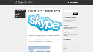 
                            11. Usuwanie listy loginów ze Skype | Rei - Komputer bez tejemnic