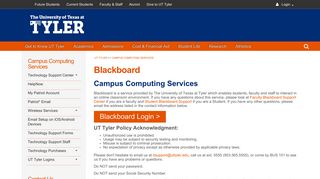 
                            11. UT Tyler Blackboard | UT Tyler Campus Computing Services ...