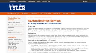 
                            12. UT Tyler P2 Portal | P2 Money Network® Account Information