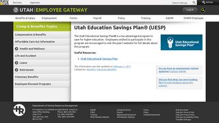 
                            10. Utah Education Savings Plan® (UESP) | Employee Gateway