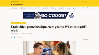
                            8. Utah video game headquarters grants Wisconsin girl's wish | Deseret ...