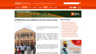 
                            10. UTANGA abre ano académico com oito novos cursos - ANGONOTÍCIAS