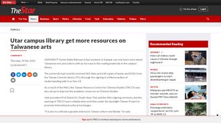 
                            11. Utar campus library get more resources on Taiwanese arts - The Star