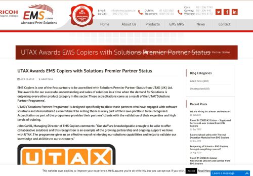 
                            5. UTAX Awards EMS Copiers with Solutions Premier Partner Status ...