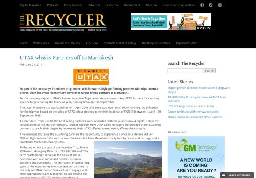 
                            12. UTAX whisks Partners off to Marrakesh – The Recycler
