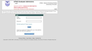 
                            1. UTIAS Graduate Admissions - Login