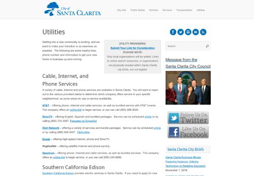 
                            9. Utilities – Welcome to Santa Clarita