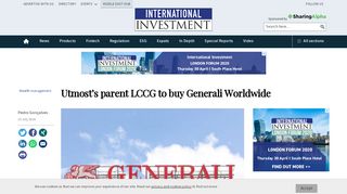 
                            7. Utmost's parent LCCG to buy Generali Worldwide