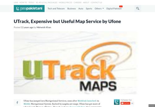 
                            10. UTrack, Expensive but Useful Map Service by Ufone - ...