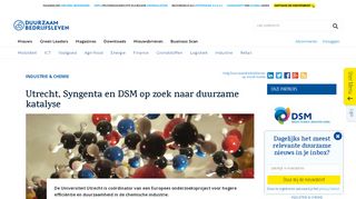 
                            13. Utrecht, Syngenta en DSM op zoek naar duurzame katalyse