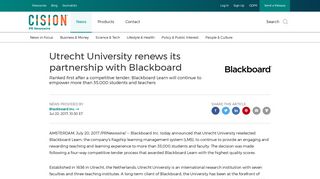 
                            10. Utrecht University renews its partnership with Blackboard - PR Newswire