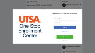 
                            9. UTSA One Stop - Good news! ASAP is back! #UTSA | Facebook