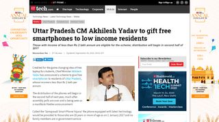 
                            7. Uttar Pradesh CM Akhilesh Yadav to gift free smartphones to low ...