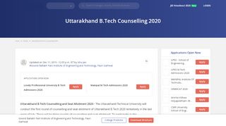 
                            4. Uttarakhand B.Tech Counselling 2019 - Schedule, Procedure