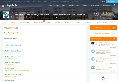 
                            11. Uttaranchal University, Dehradun - Faculty Details 2019-2020