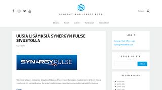 
                            6. Uusia lisäyksiä Synergyn Pulse sivustolla - Finland - Synergy WorldWide