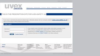
                            3. uvex Prescription - User Log In - uvex safety UK