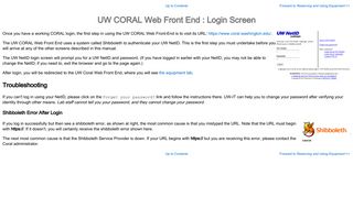 
                            9. UW CORAL Web Front End - Documentation - Login screen