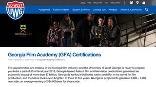 
                            11. UWG | Georgia Film Academy (GFA) Certifications