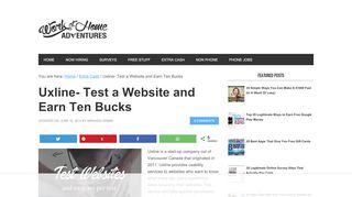 
                            6. Uxline- Test a Website and Earn Ten Bucks - Work At Home Adventures