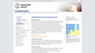 
                            12. UZH - Geographisches Institut - Modulbuchung & Leistungsübersicht