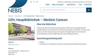 
                            5. UZH, Hauptbibliothek - Medizin Careum - NEBIS