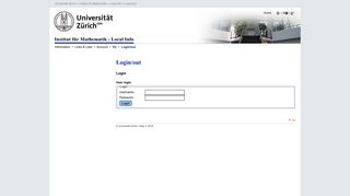 
                            11. UZH - Institut für Mathematik - Local Info - Login/out
