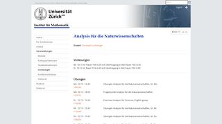 
                            8. UZH - Institute of Mathematics - Vorlesungen/Details