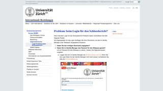 
                            11. UZH - Internationale Beziehungen - Probleme beim Login für den ...