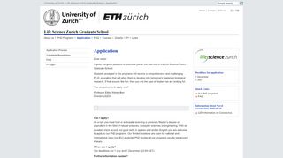 
                            4. UZH - Life Science Zurich Graduate School - Application